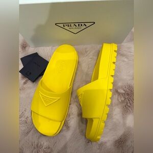 Prada Vibrant Yellow Slides